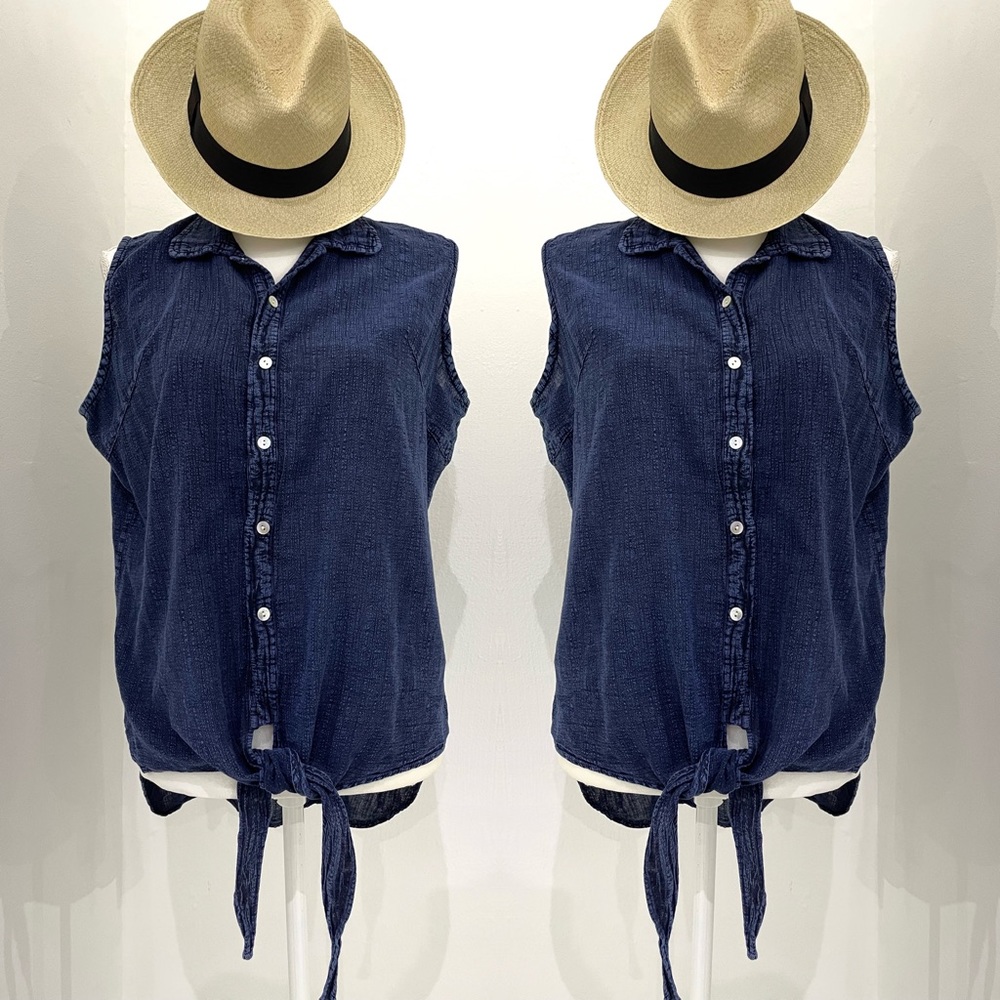 Denim like cotton natural sleeveless top size XL